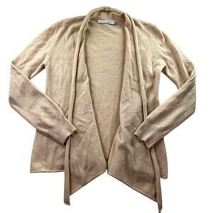 Stitch & Needle Cashmere Open Front Cardigan XS Beige Tan Soft Quiet Luxury Knit